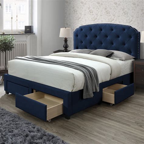 blue full size bed frame.